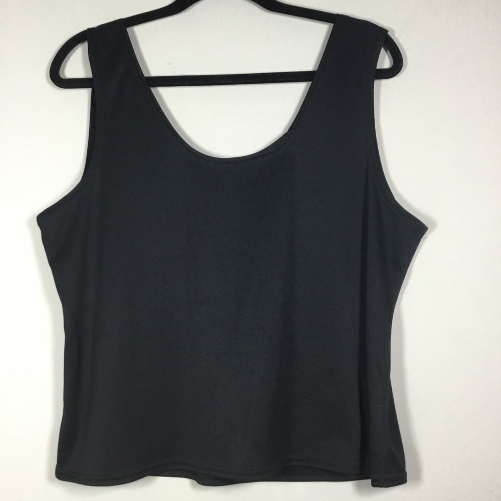 Black shiny tank top great for under sheer tops closet staple size 2X minimalist